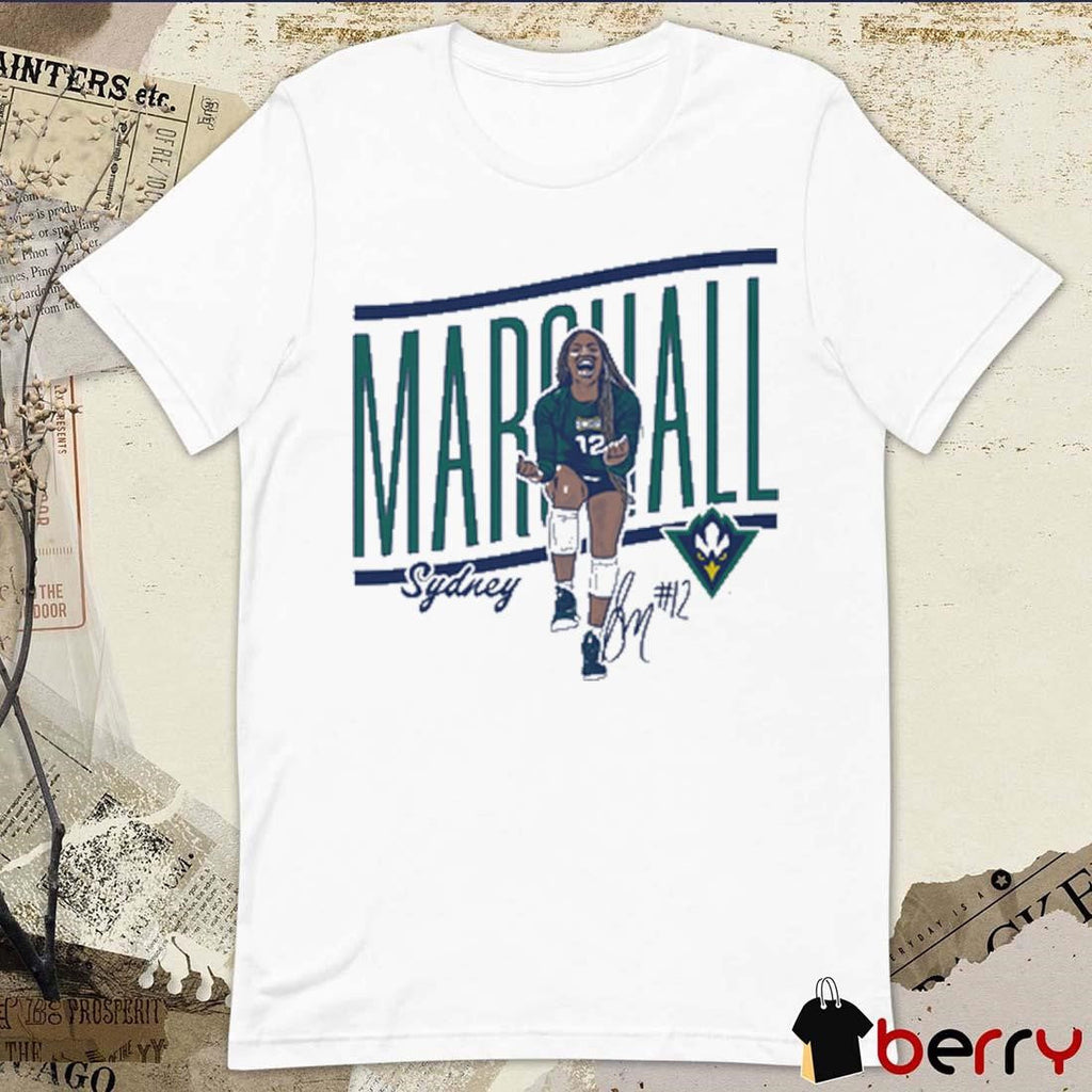 Sydney Marshall #12 UNC Wilmington Cartoon Signature t-shirt