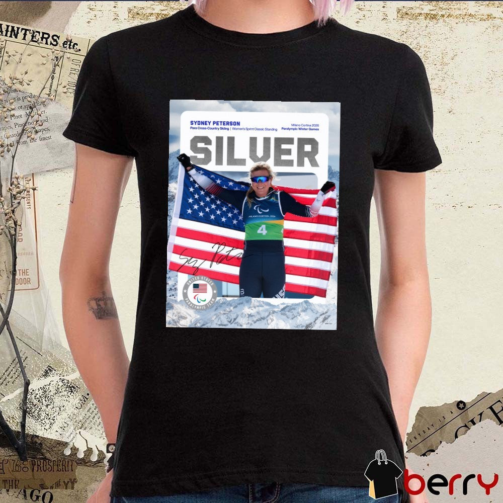 Sydney Peterson Para Cross-Country Skiing Women’s Sprint Classic Standing Milano Cortina 2026 Silver Medal Signature Poster t-shirt