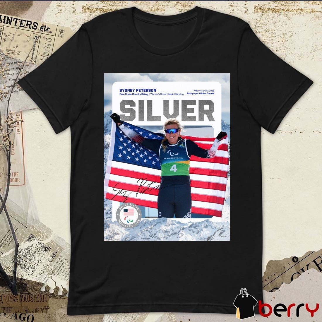 Sydney Peterson Para Cross-Country Skiing Women’s Sprint Classic Standing Milano Cortina 2026 Silver Medal Signature Poster t-shirt