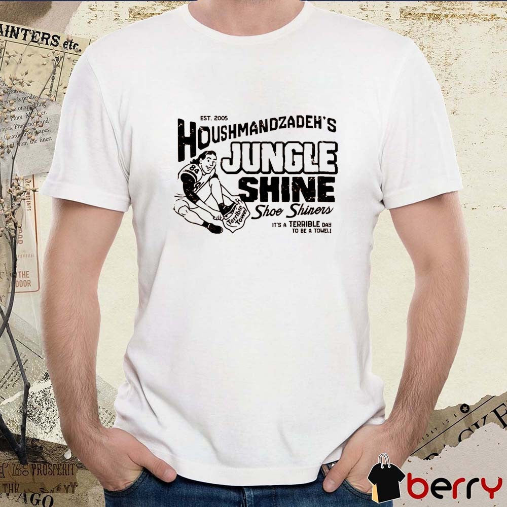 T.J. Houshmandzadeh’s Jungle Shine Shoe Shiner It’s A Terrible Day To Be A Towel Est 2005 t-shirt