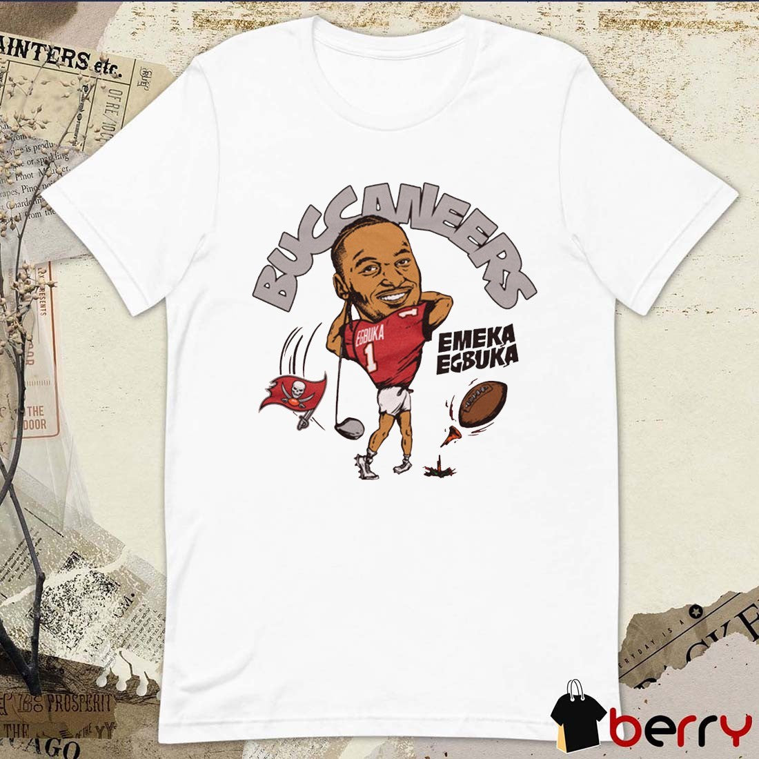 Tampa Bay Buccaneers NFL Football Emeka Egbuka Caricature 2025 t-shirt