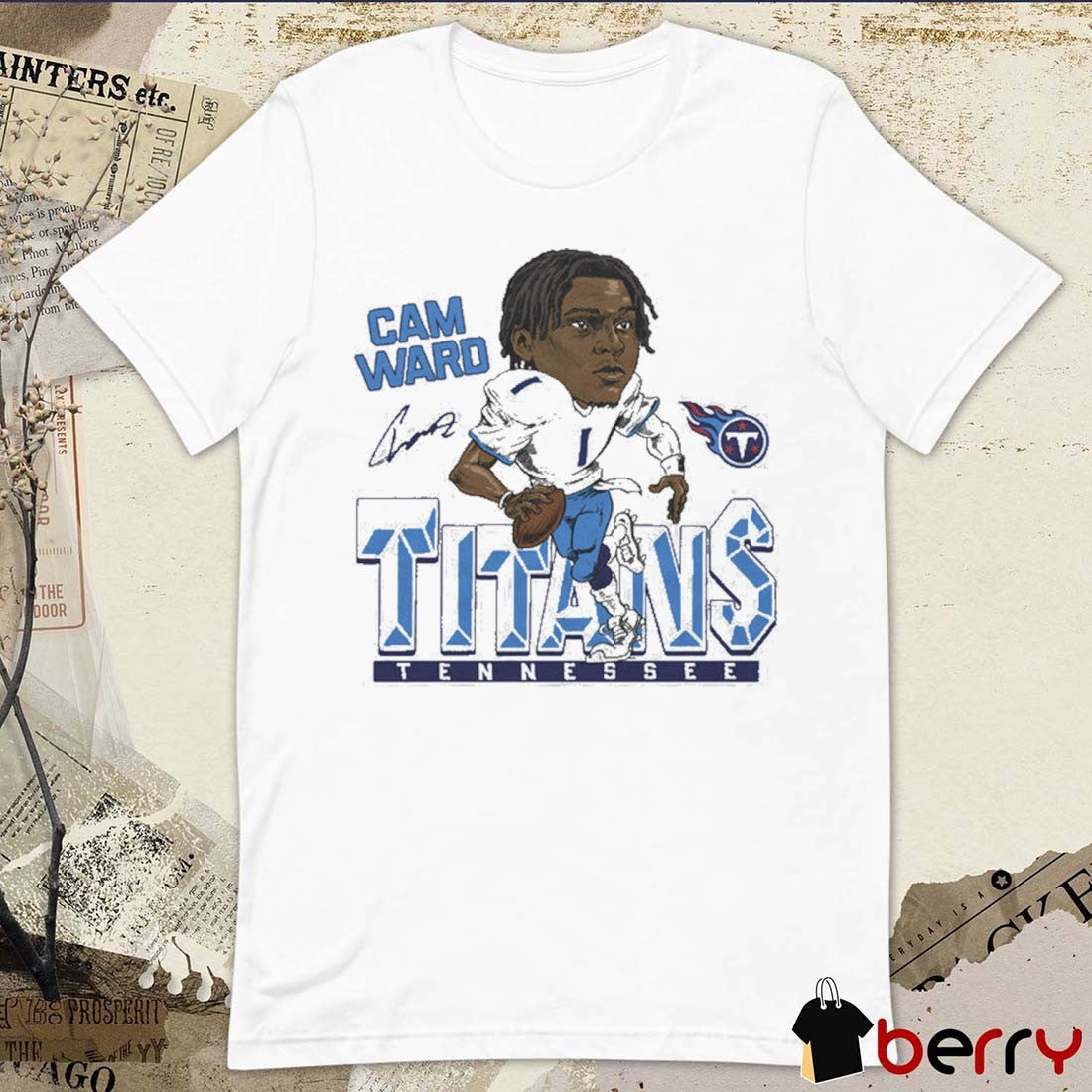 Tennessee Titans NFL Football Cam Ward Caricature Signature 2025 t-shirt