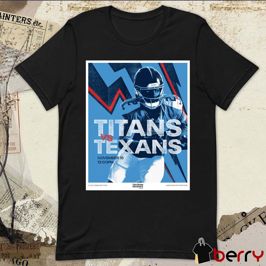 Tennessee Titans Vs Houston Texans Gameday at Nissan Stadium November 16 2025 Poster t-shirt