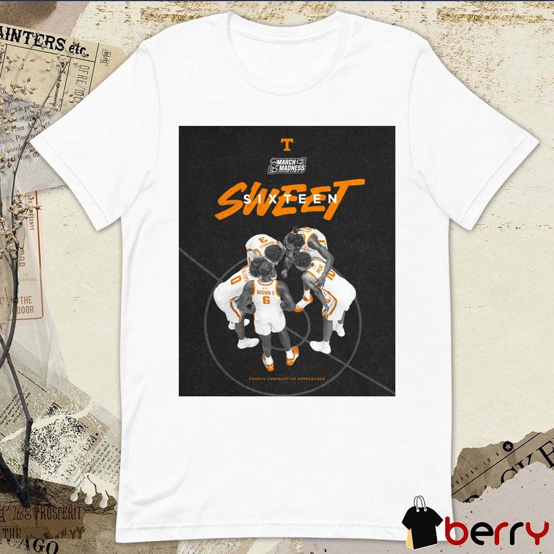 Tennessee Volunteers 2026 NCAA Men’s Basketball Tournament March Madness Back To The Sweet Sixteen Poster t-shirt
