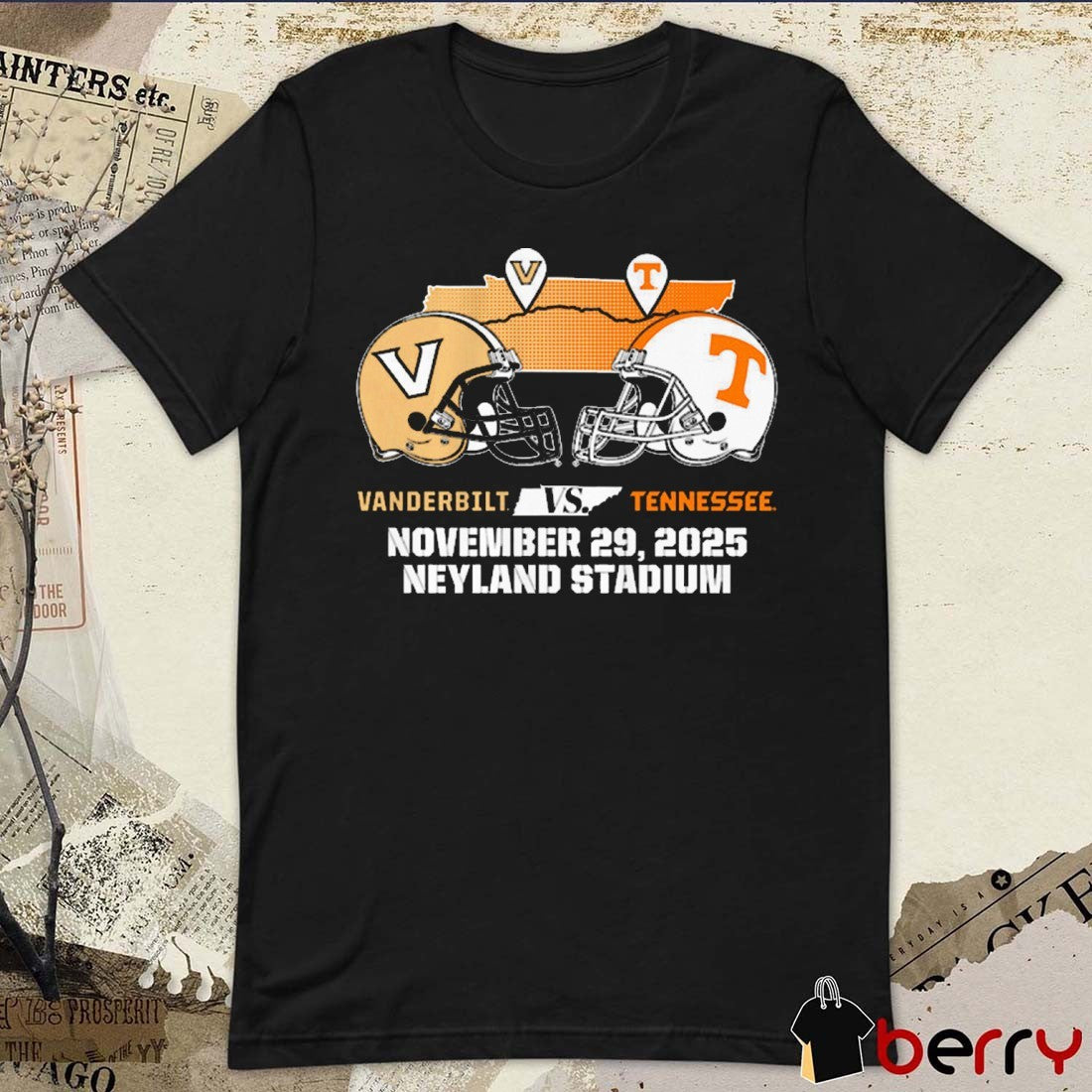 Tennessee Volunteers vs Vanderbilt Commodores November 29 2025 Matchup Neyland Stadium Helmets t-shirt