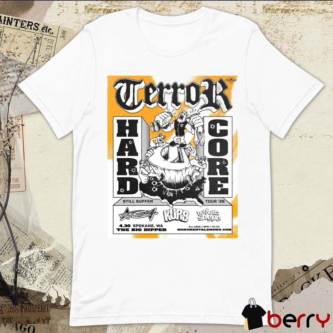 Terror Hard Core Kurb, Bentutta, and PPP April 30, 2026 The Big Dipper in Spokane, WA t-shirt