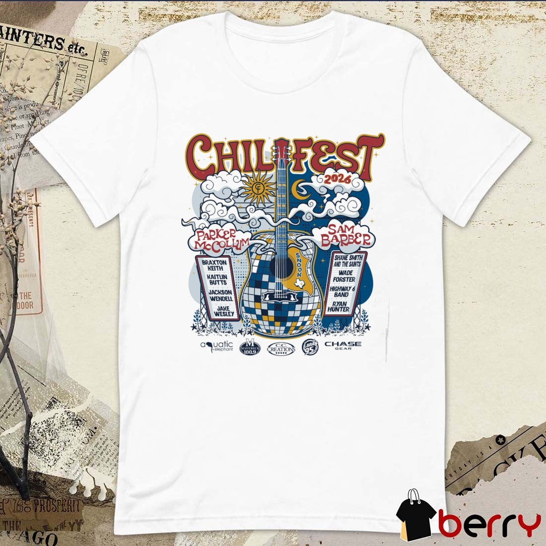 Texas A&M Aggies 2026 Chilifest Lineup Music Festival Parker McCollum and Sam Barber t-shirt
