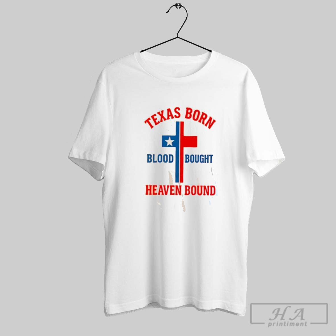 Official Texas Born Blood Bought Heaven Bound Cross