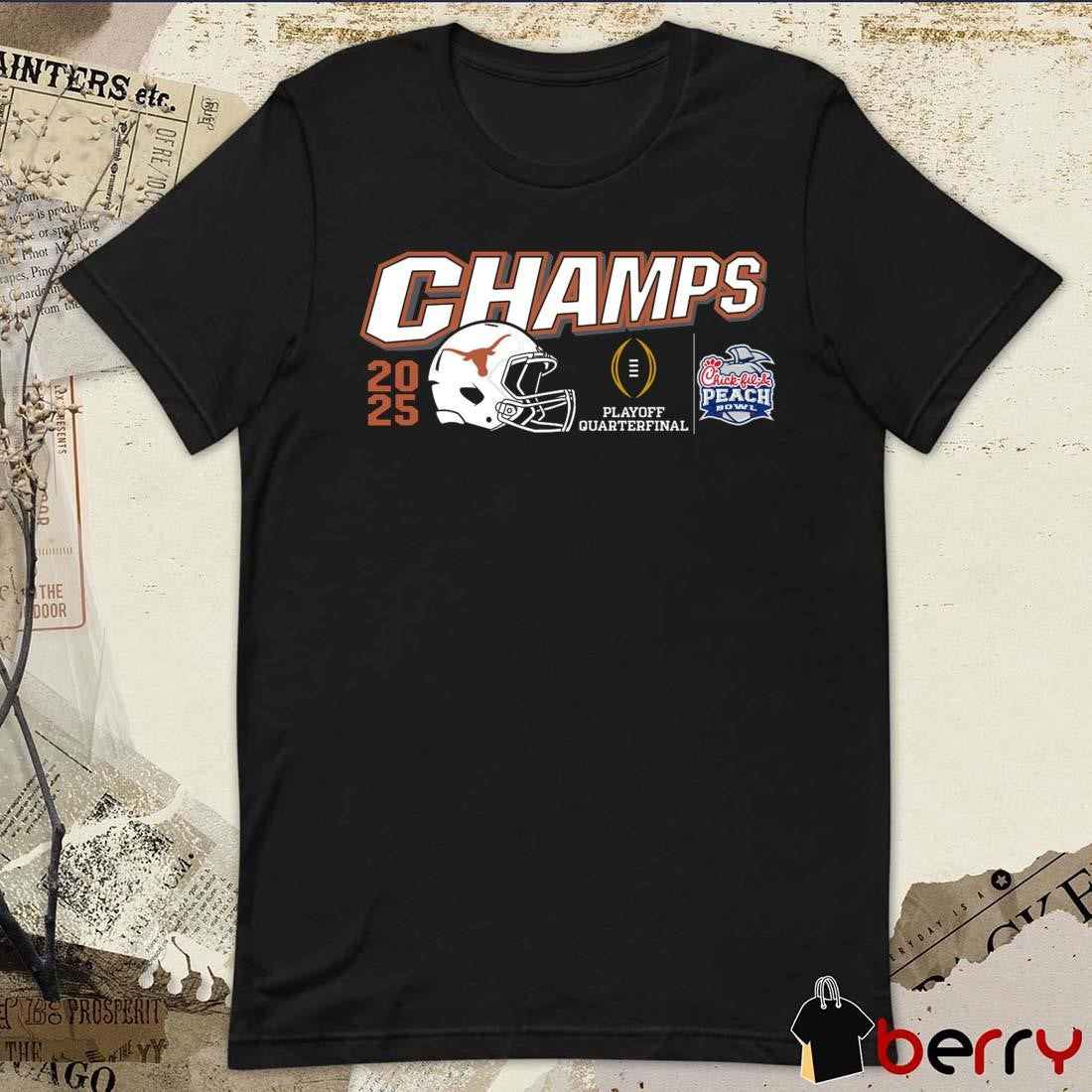 Texas Longhorns 2025 Playoff Quarterfinal Chick-fil-A Peach Bowl Champs Helmet t-shirt