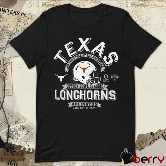 Texas Longhorns Burnt Orange CFP Football Semifinal At The 2025 Goodyear Cotton Bowl Classic Bound Arlington Jan 10 NCAA t-shirt