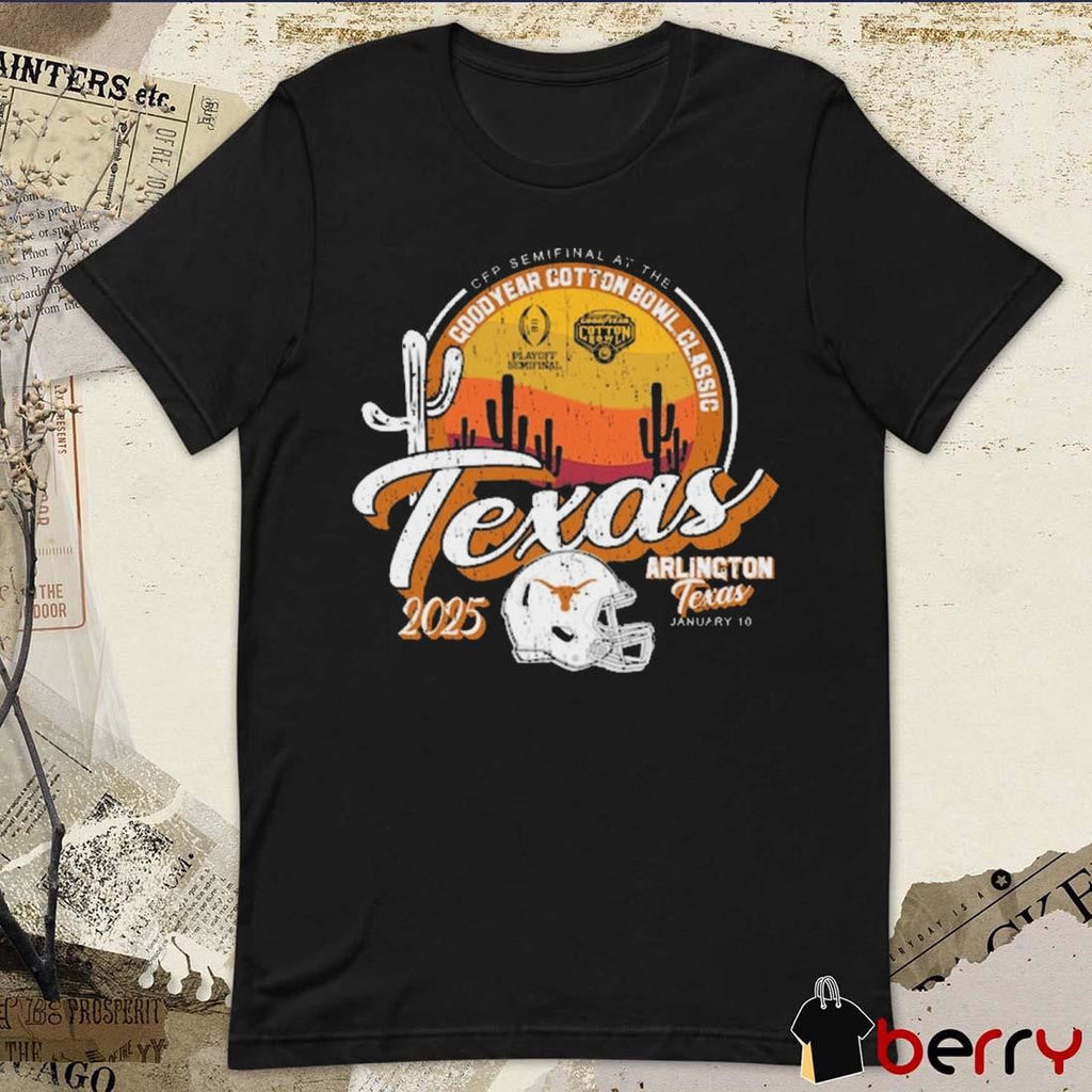 Texas Longhorns College Football Playoff Semifinal At The Goodyear Cotton Bowl Classic Arlington Texas Jan 10 2025 Vintage t-shirt