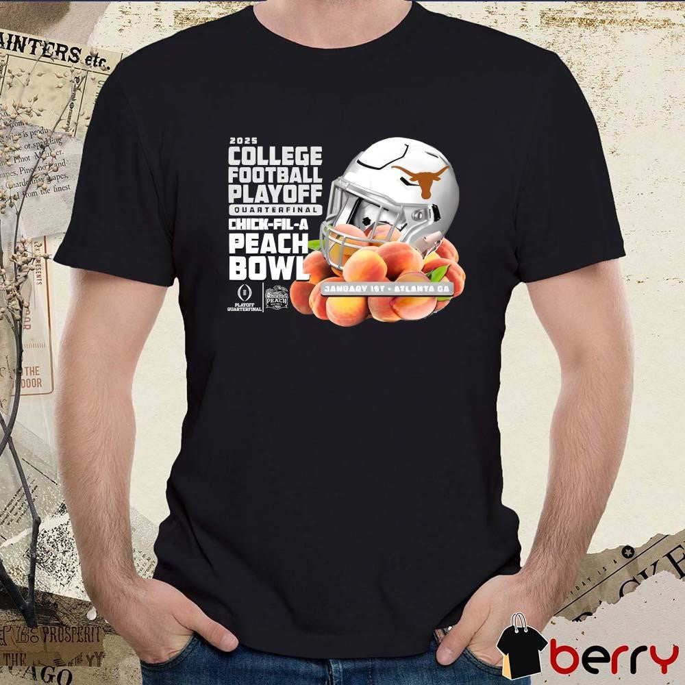 Texas Longhorns Grey Jan 1st 2025 College Football Playoff Quarterfinal Chick-Fil-A Peach Bowl Bound Helmet t-shirt