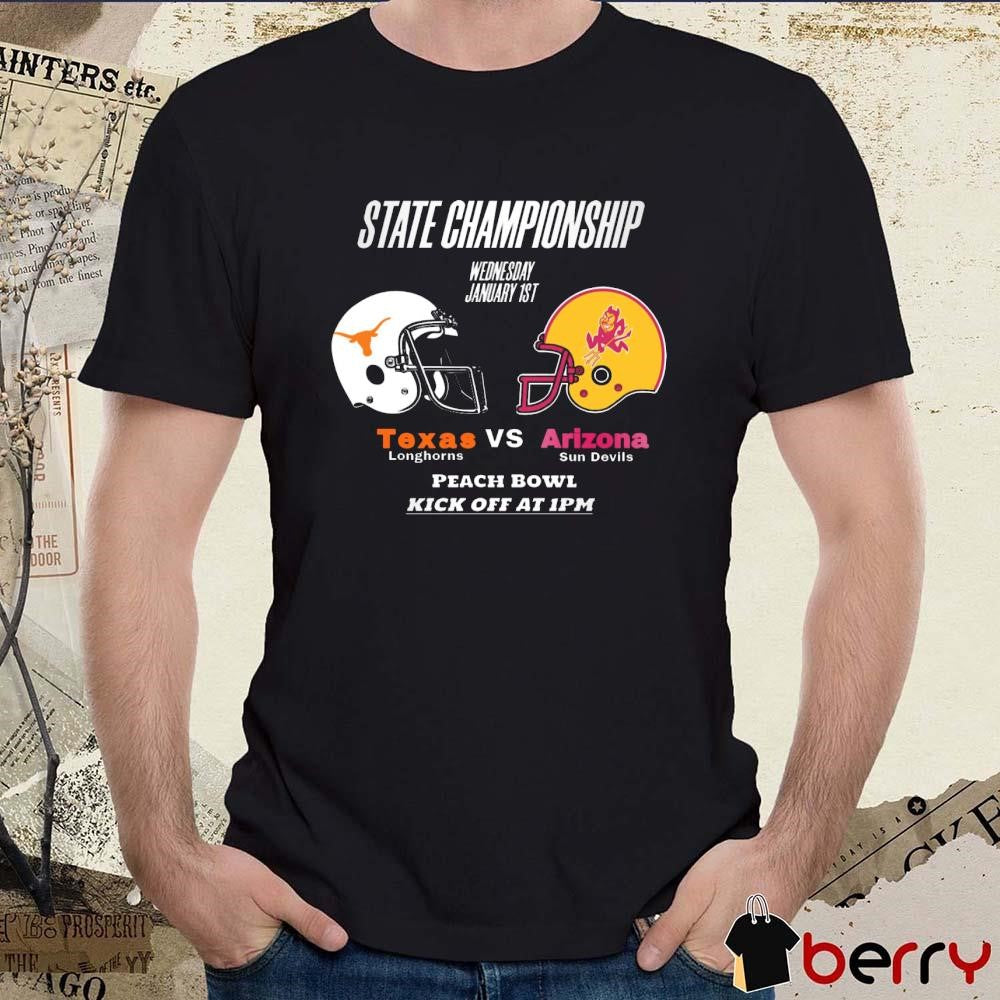 Texas Longhorns VS Arizona State Sun Devils State Championship Wednesday January 1st 2025 Peach Bowl Helmet t-shirt