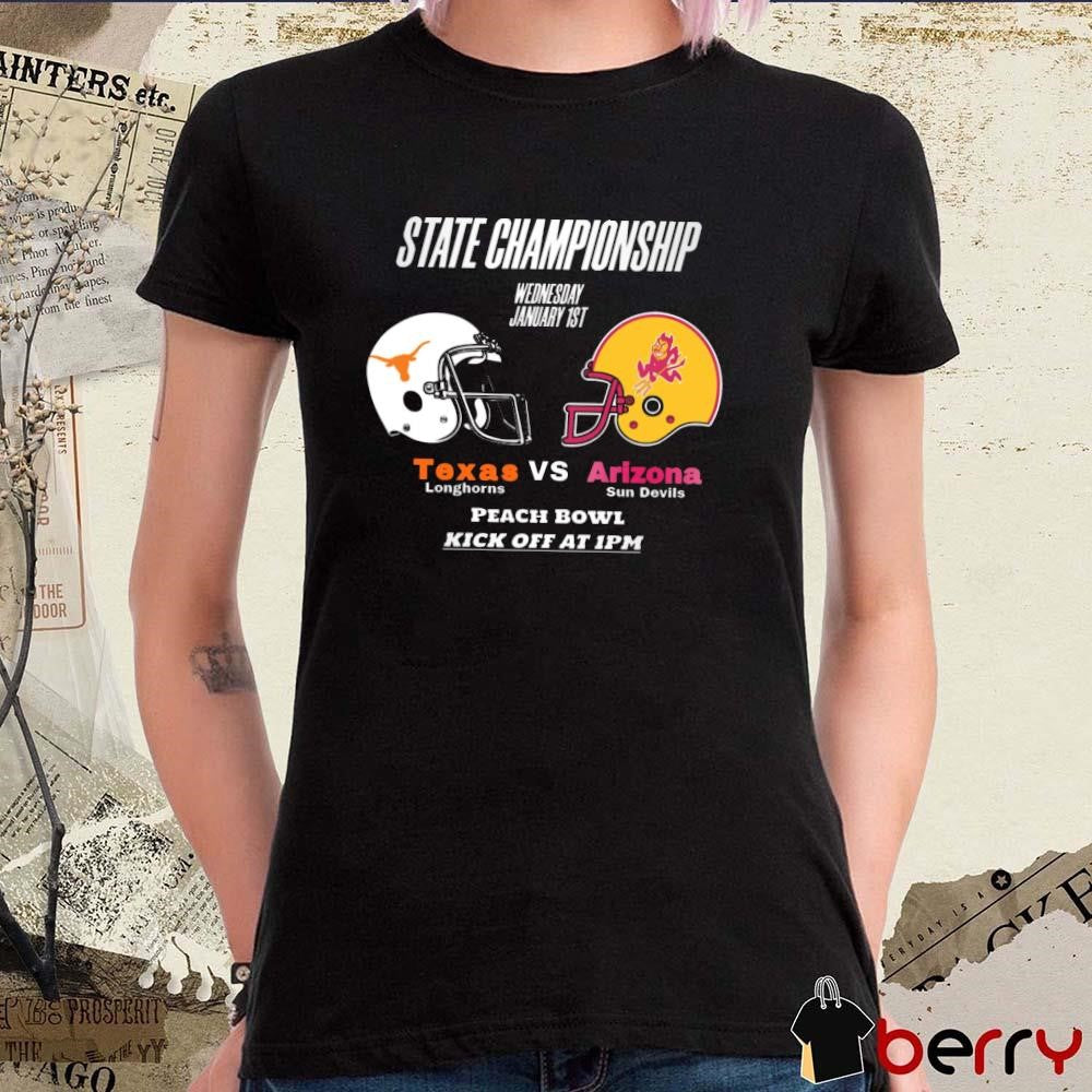 Texas Longhorns VS Arizona State Sun Devils State Championship Wednesday January 1st 2025 Peach Bowl Helmet t-shirt