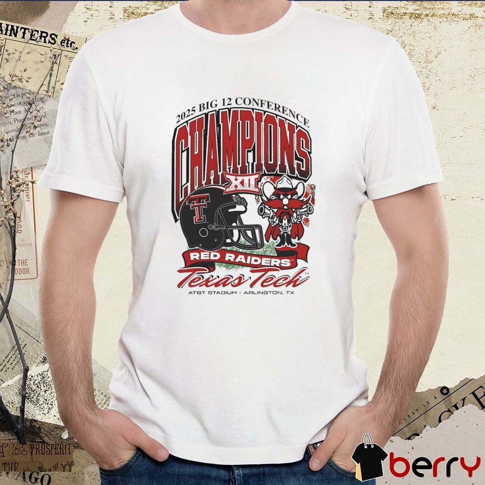 Texas Tech Red Raiders 2025 Big 12 Football Champions AT&T Stadium Arlington TX Mascot t-shirt