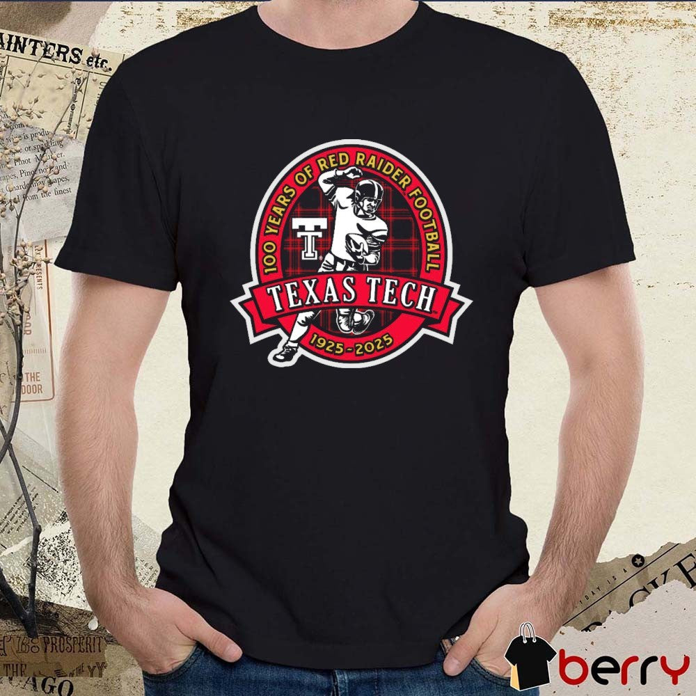 Texas Tech Red Raiders Football 100 Years Of Red Raider Player Retro 1925 – 2025 t-shirt