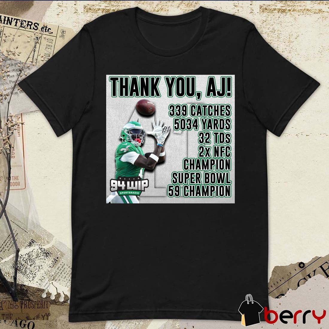 Thank You AJ 339 Catches 5034 Yards 32 TDs 2x NFC Champion Super Bowl 59 Champion Poster t-shirt