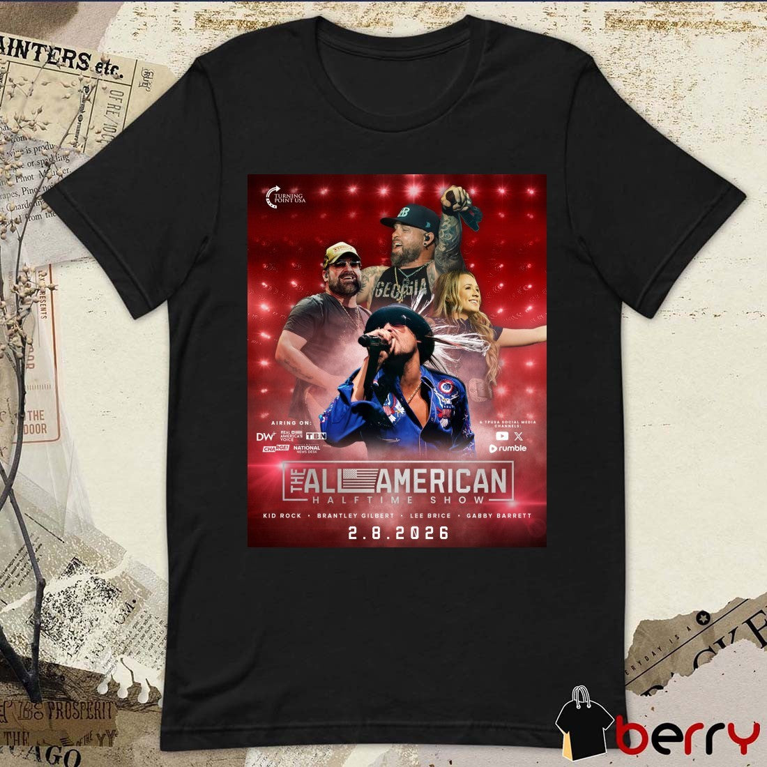The All American Halftime Show Kid Rock Brantley Gilbert February 8 2026 Poster t-shirt