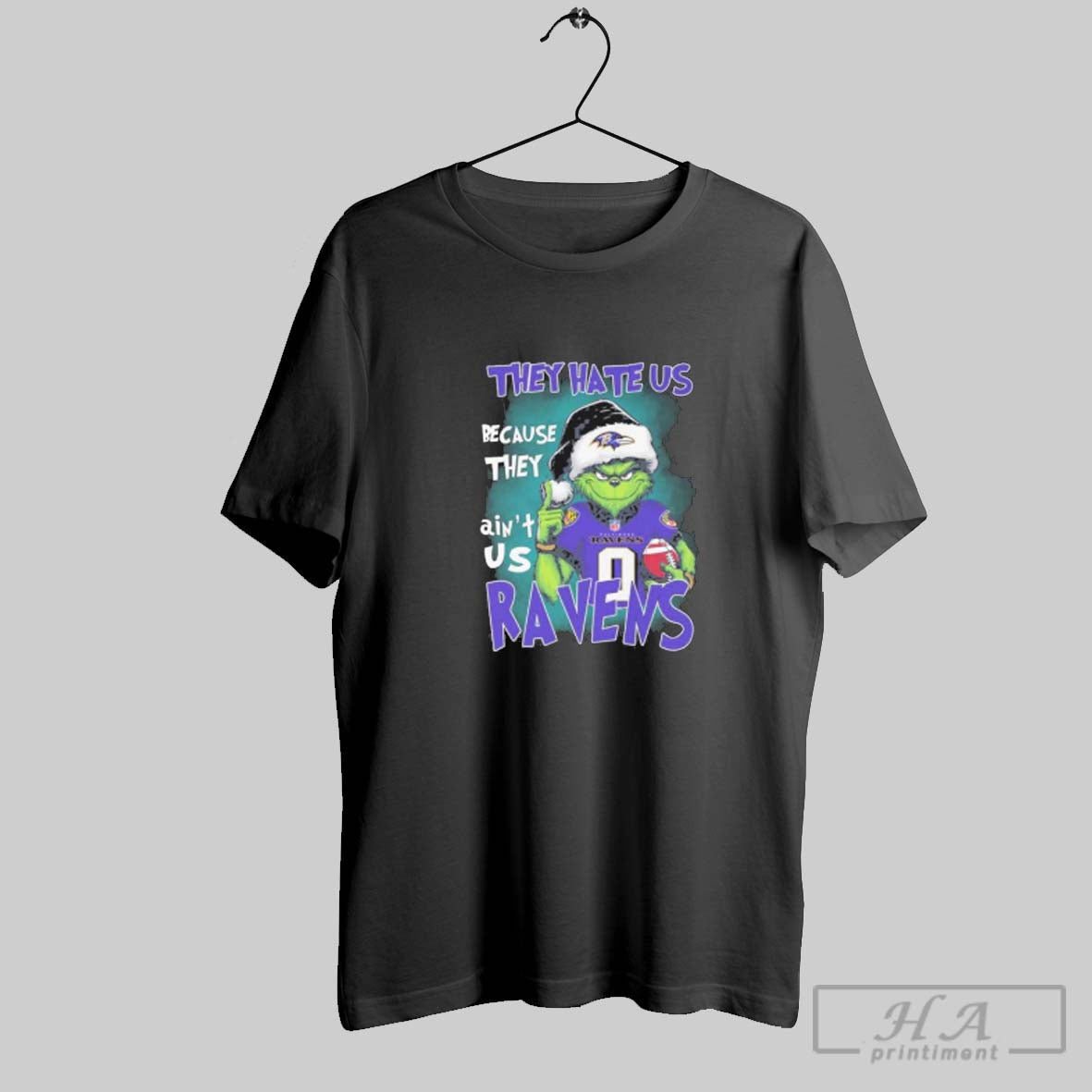 Official They Hate Us Cause They Aint Us Grinch Baltimore Ravens Christmas