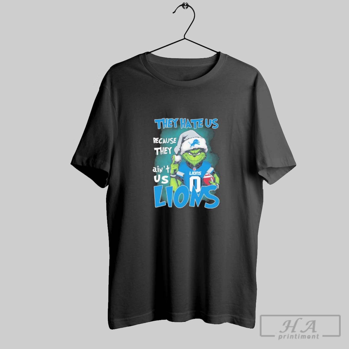 Official They Hate Us Cause They Aint Us Grinch Detroit Lions Christmas