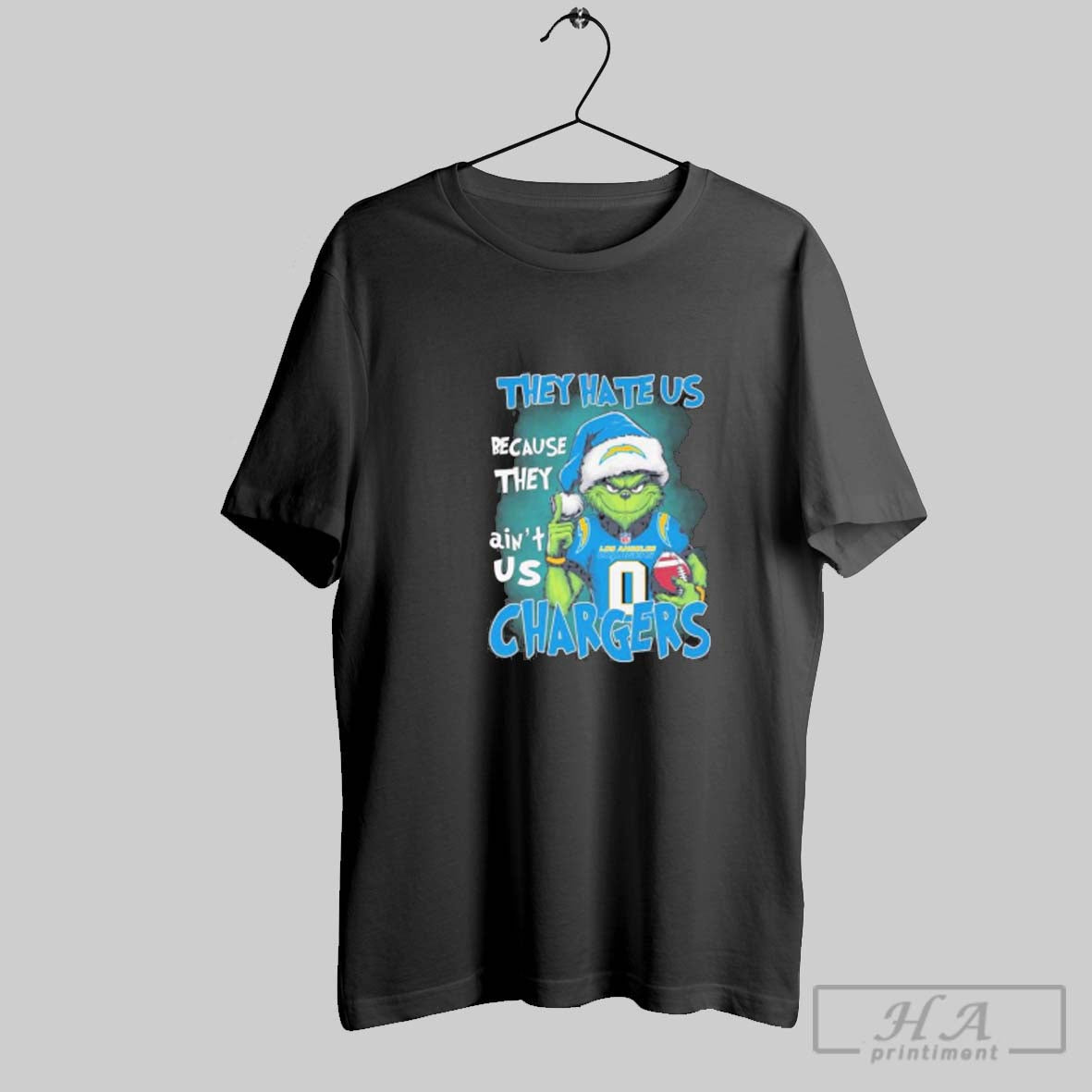 Official They Hate Us Cause They Aint Us Grinch Los Angeles Chargers Christmas
