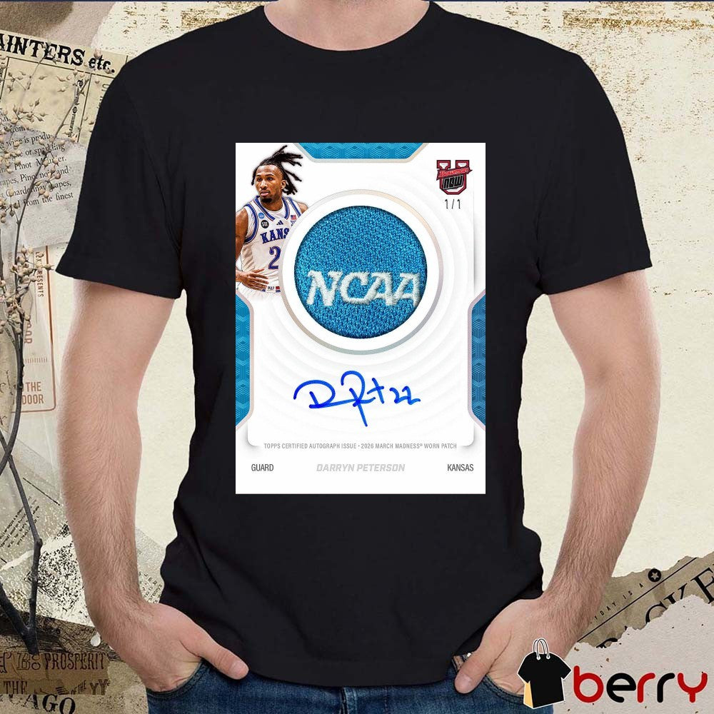 Topps Certified Autograph Issue 2026 March Madness Worn Patch Darryn Peterson Kansas t-shirt