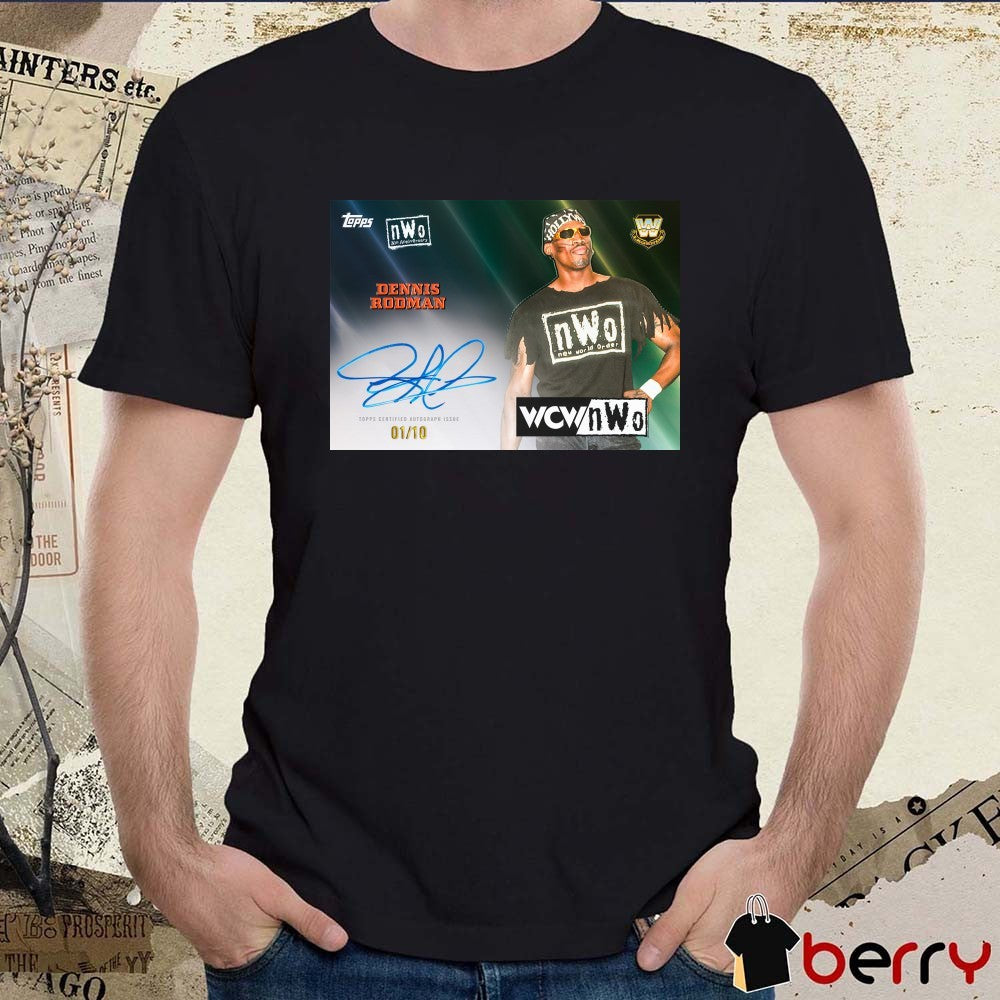 Topps Future WWE Hall of Famer Dennis Rodman’s first autograph Signature t-shirt