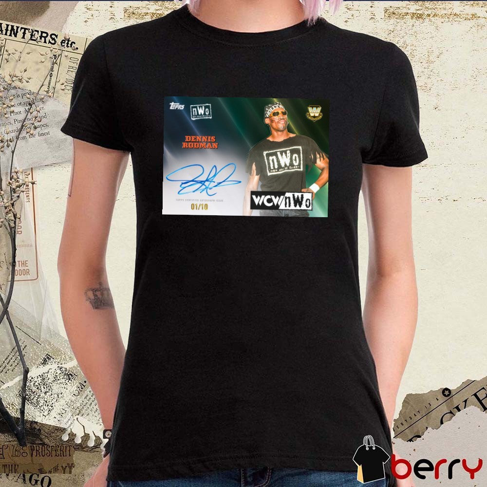 Topps Future WWE Hall of Famer Dennis Rodman’s first autograph Signature t-shirt