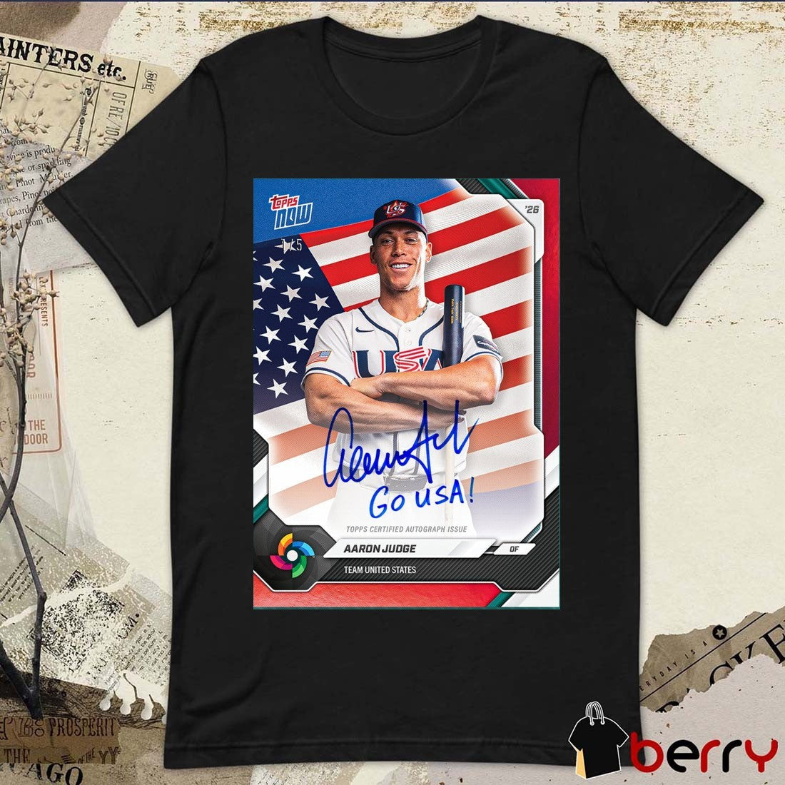 Topps Now Aaron Judge Team USA Topps Certified Autograph Issue Signature t-shirt