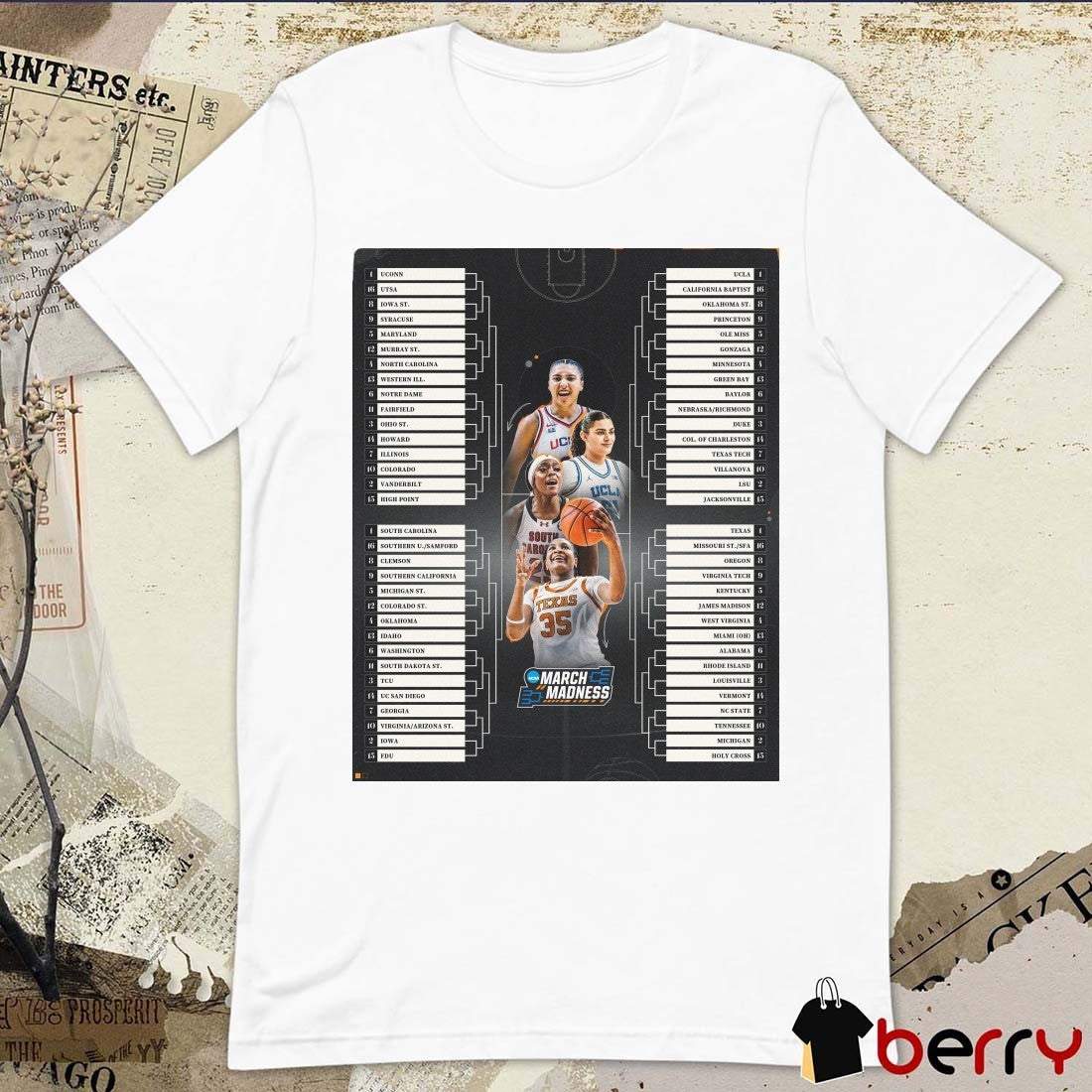 Tournament Bracket For The 2026 NCAA Division I Women’s Basketball Poster t-shirt