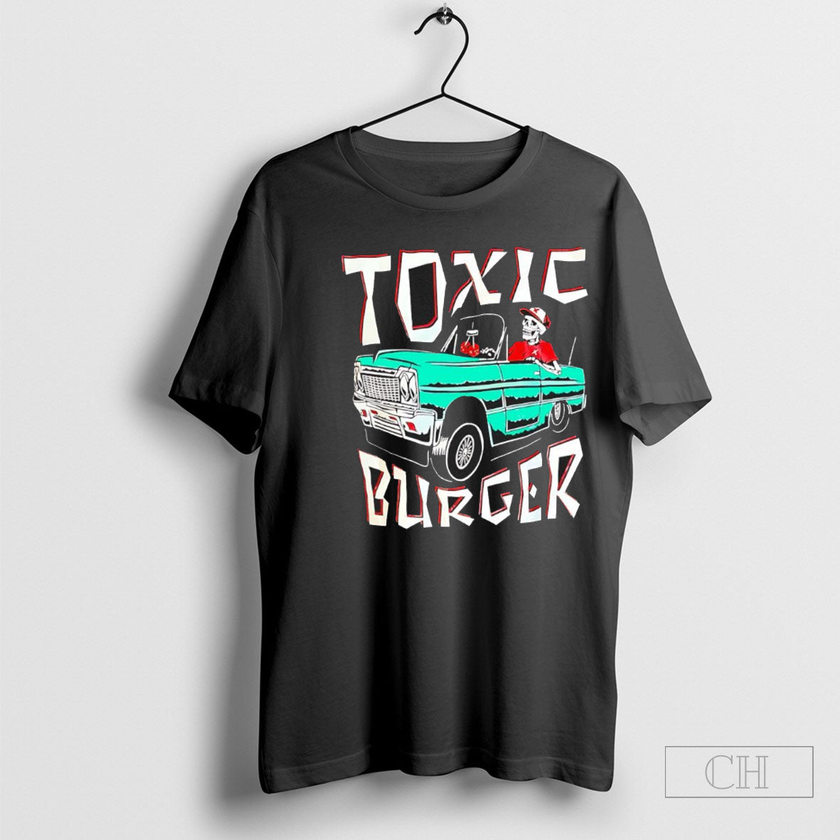 Official Toxic Burger Impala Skeleton Driving Classic Car Cartoon