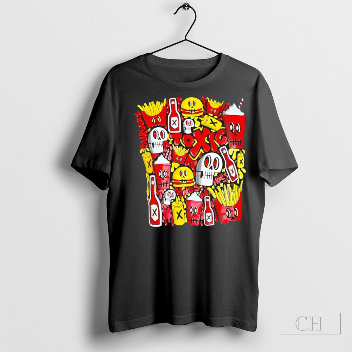 Official Toxic Burger Menu Characters Fast Food Skull Motif Graphic