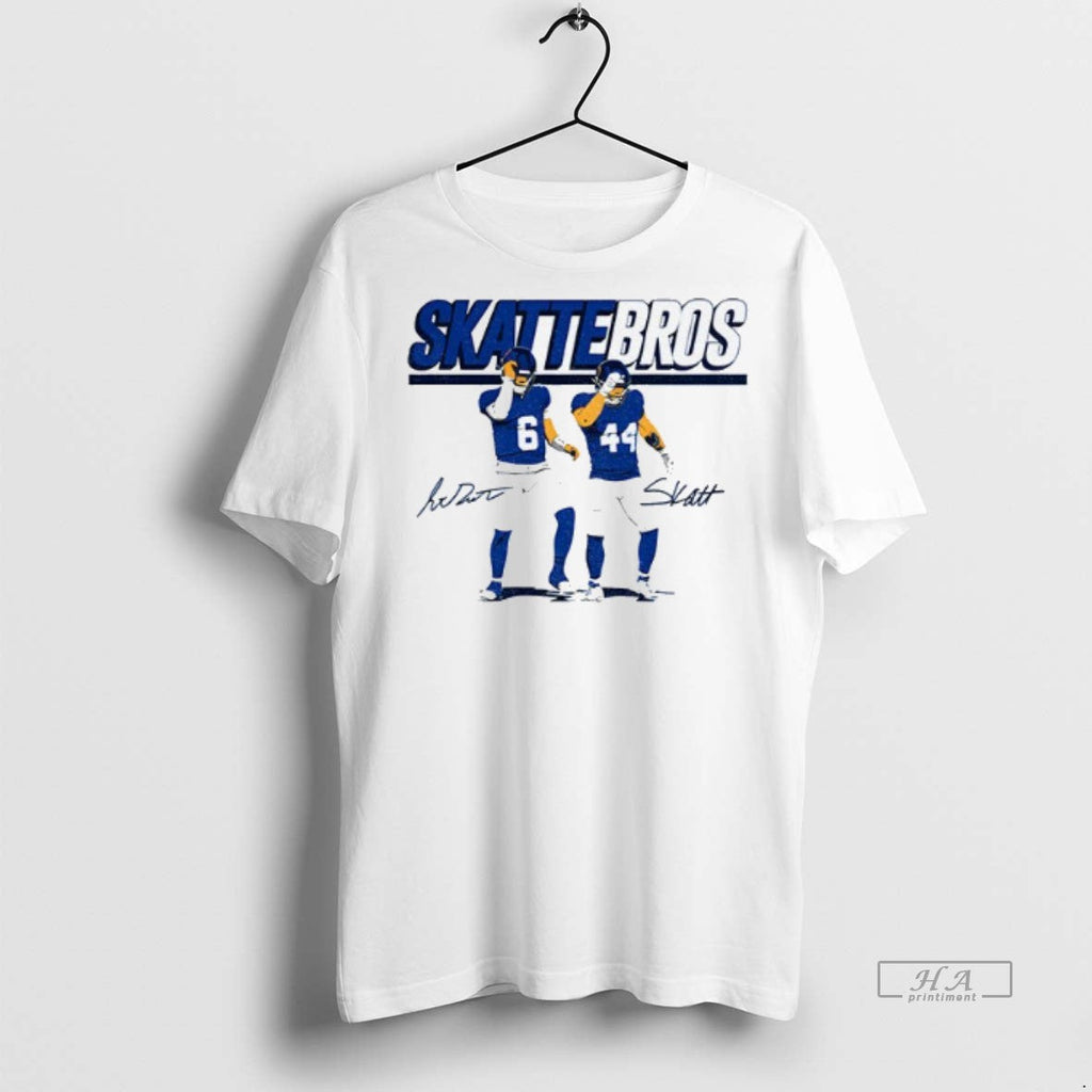 Official Trendy Giants Jaxson Dart Cam Skattebo Celebration Pose Signature Ny Giants Tee Sweater
