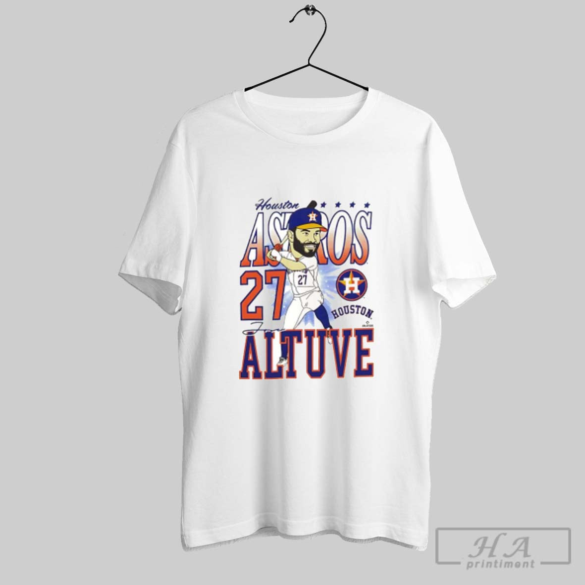 Official Trendy Houston Astros Jose Altuve 27 Caricature Cartoon White S