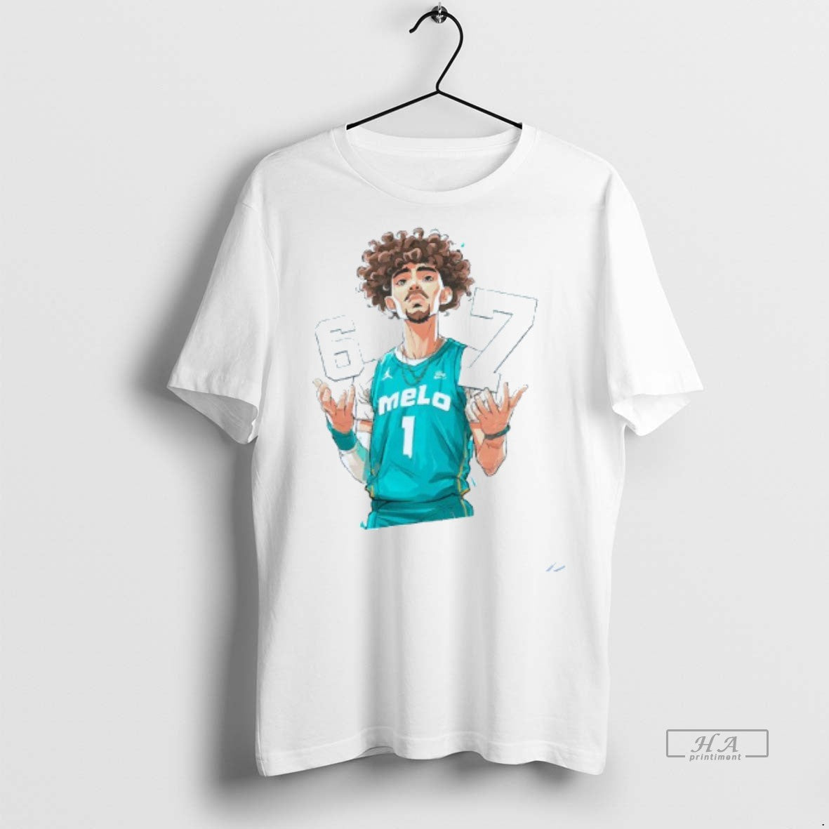 Official Trendy Lamelo Ball Charlotte Hornets Melo 6 7 Mens White Tee Tee Sweater