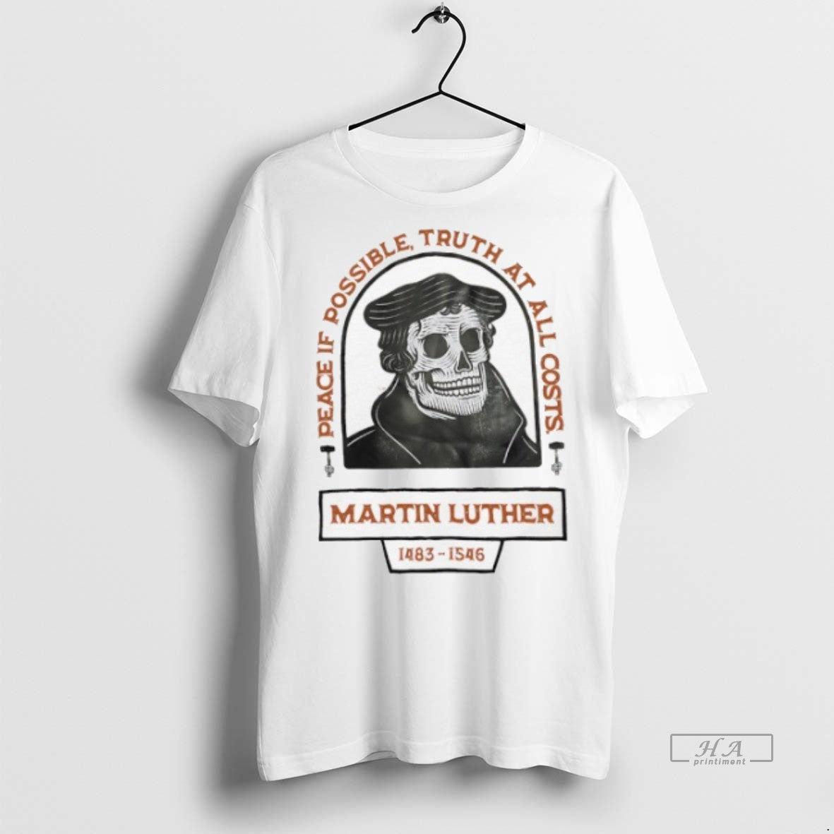 Official Trendy Martin Luther Skull Peace If Possible Truth At All Costs Tee Sweater