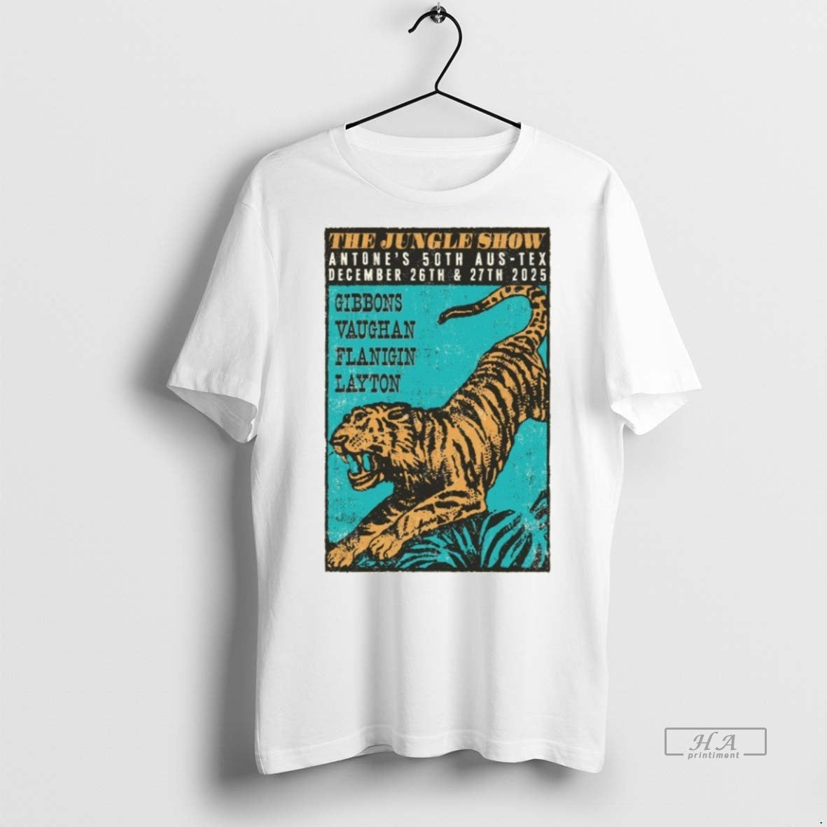 Official Trendy The Jungle Show Antones 50th Aus Tex December 26 27 2025 Tiger Tee