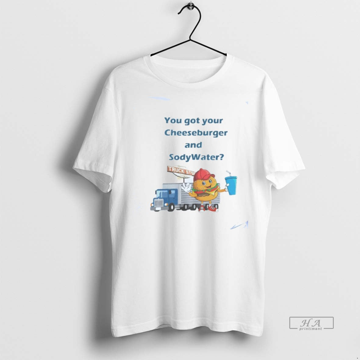 Official Trendy You Got Your Cheeseburger And Soda Water Truck Stop Mens White Tee Tee