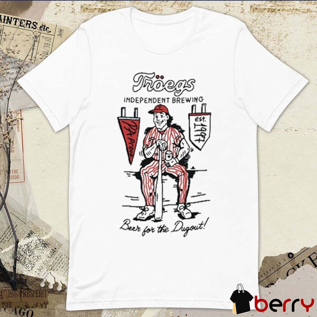 Troegs Independent Brewing Beer For The Dugout Dugout Stonewash Denim t-shirt