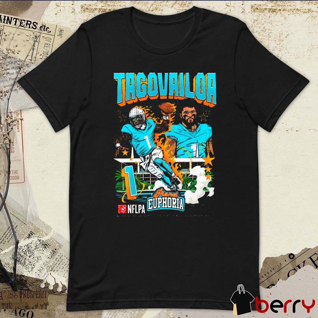 Tua Tagovailoa Miami Dolphins NFLPA Football Planet Euphoria Art 2025 t-shirt