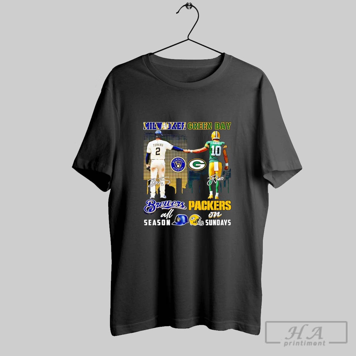 Official Turang And Love Milwaukee Brewers All Season Green Bay Packers On Sundays