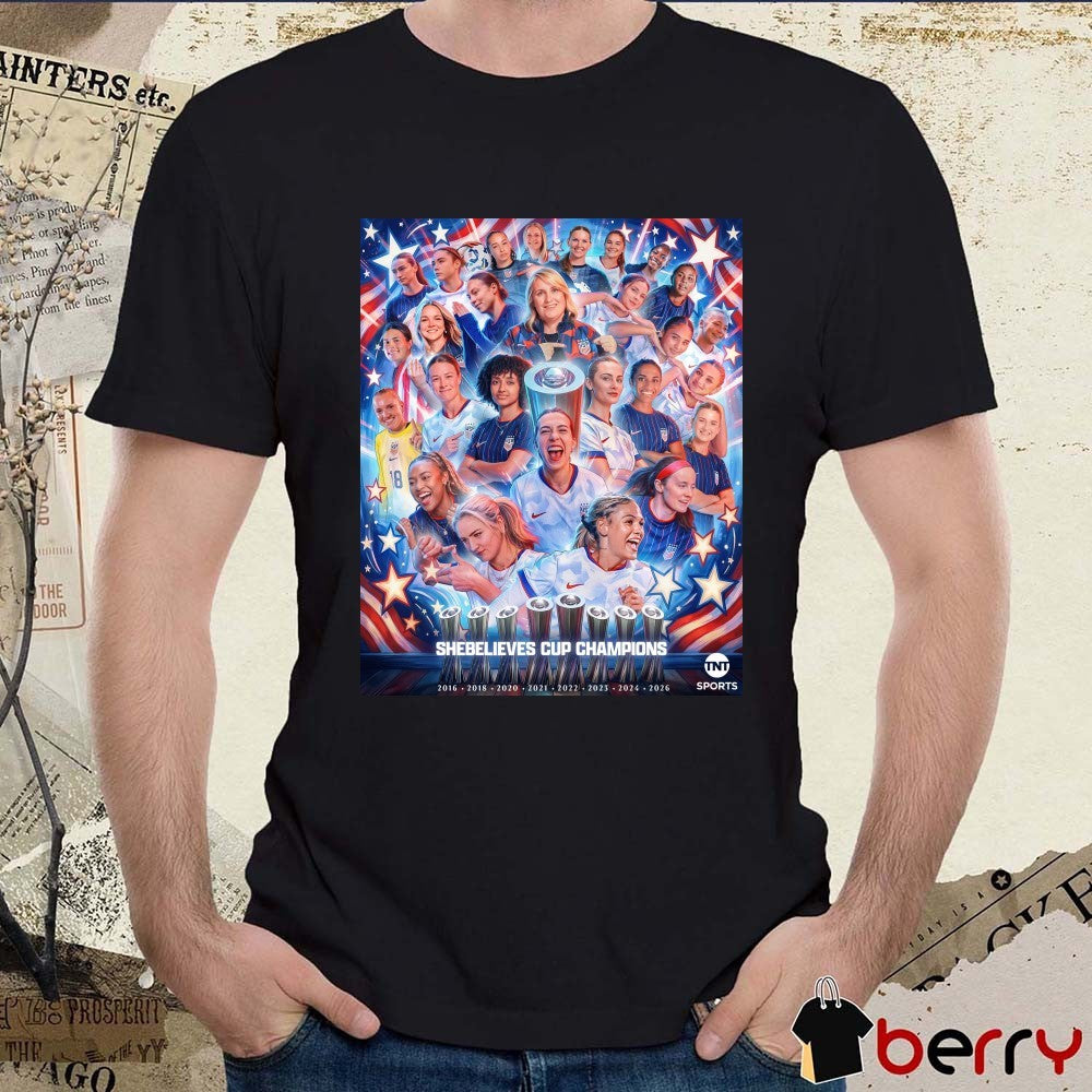 U.S. Women’s National Soccer Team SheBelieves Cup Champions 2016-2026 Poster t-shirt