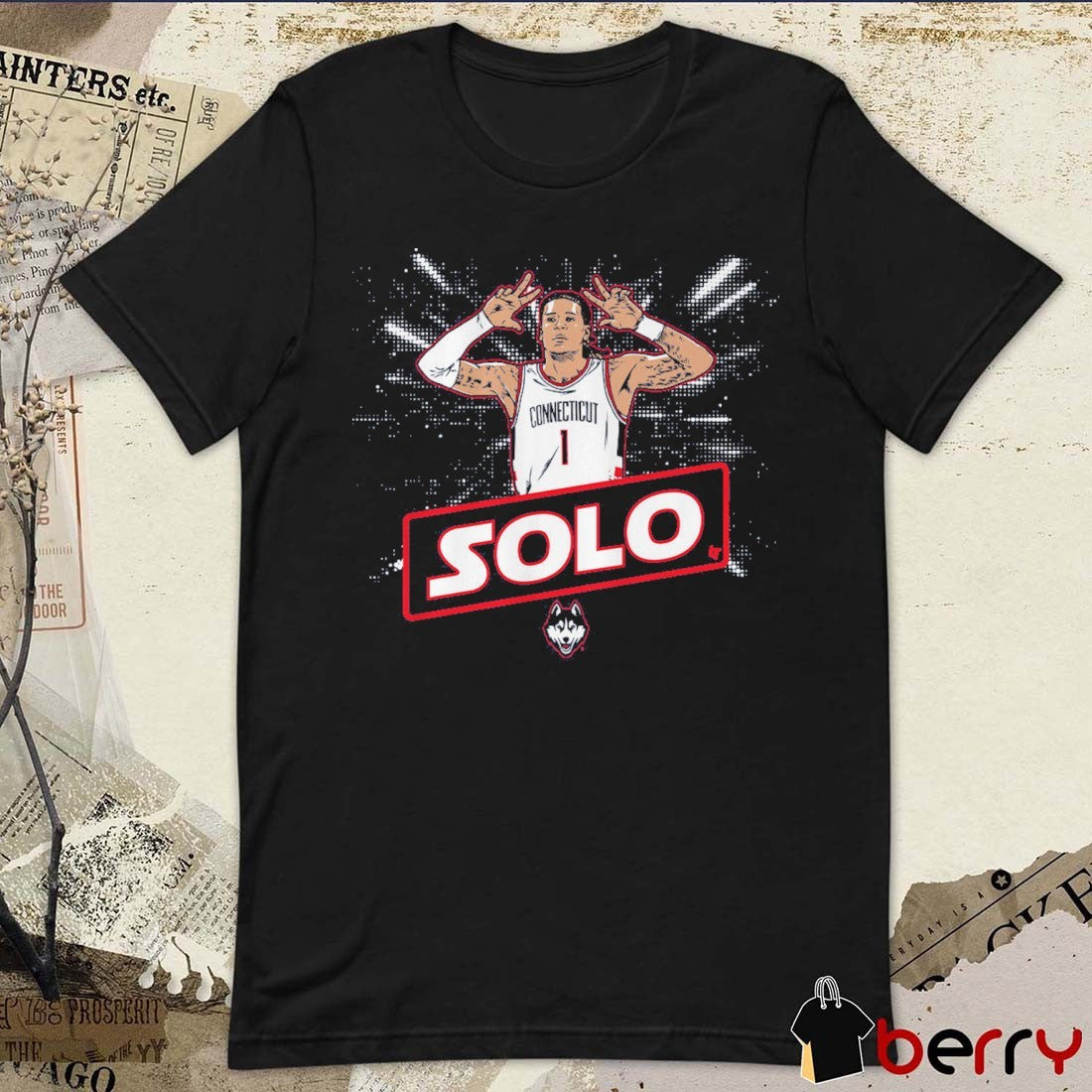 UConn Huskies Basketball Solo Ball Name Pose t-shirt