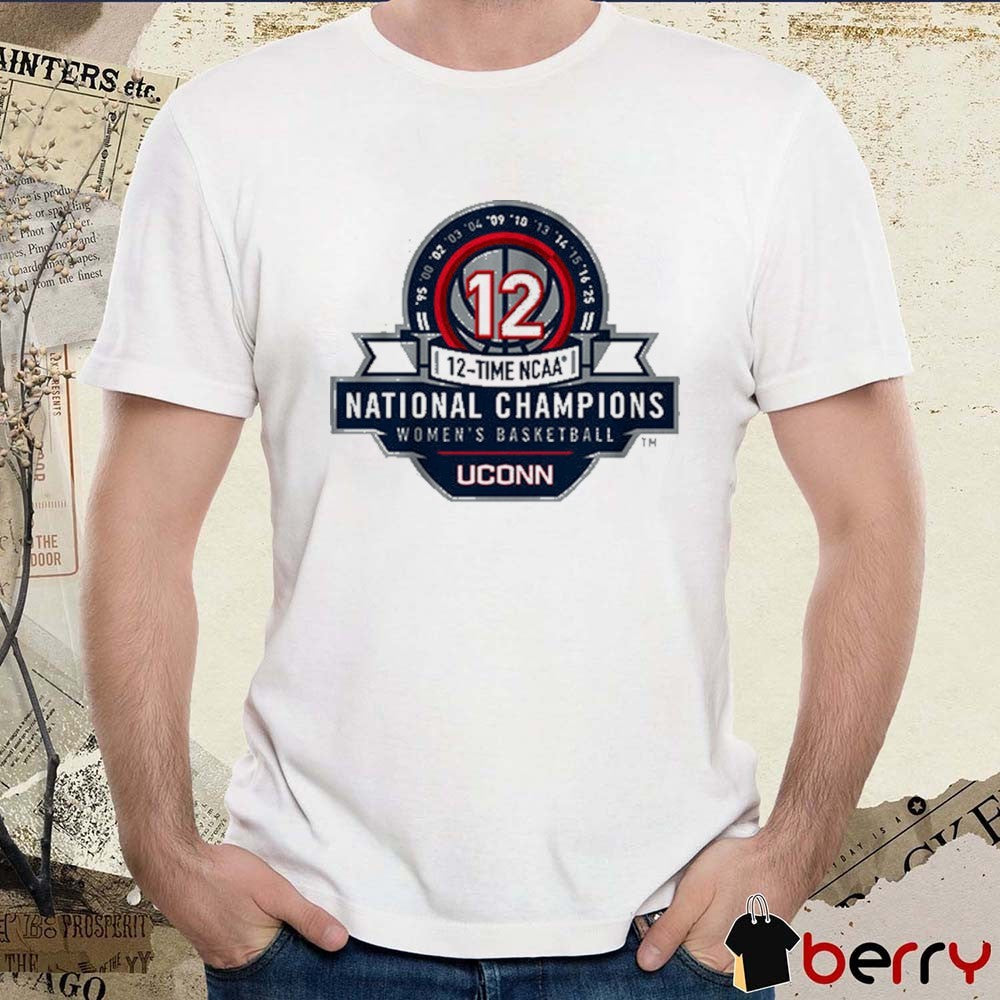 UConn Huskies Women’s Basketball 12x Time NCAA National Champions Logo Win South Carolina Gamecocks t-shirt