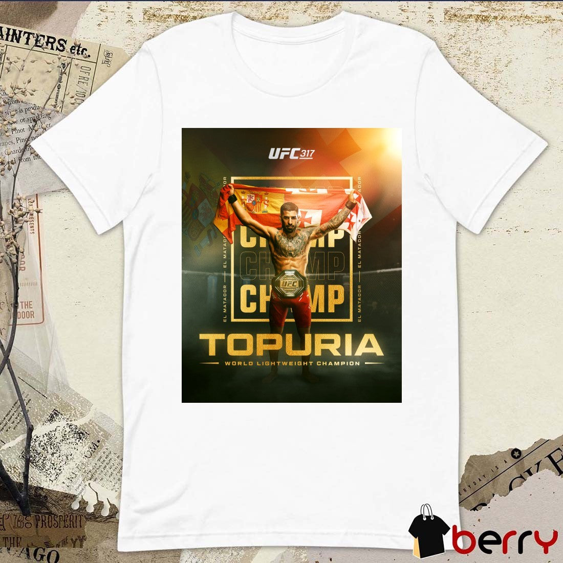 UFC 317 Ilia Topuria defeats Charles Oliveira World Lightweight Champion El Matador 2025 Poster t-shirt
