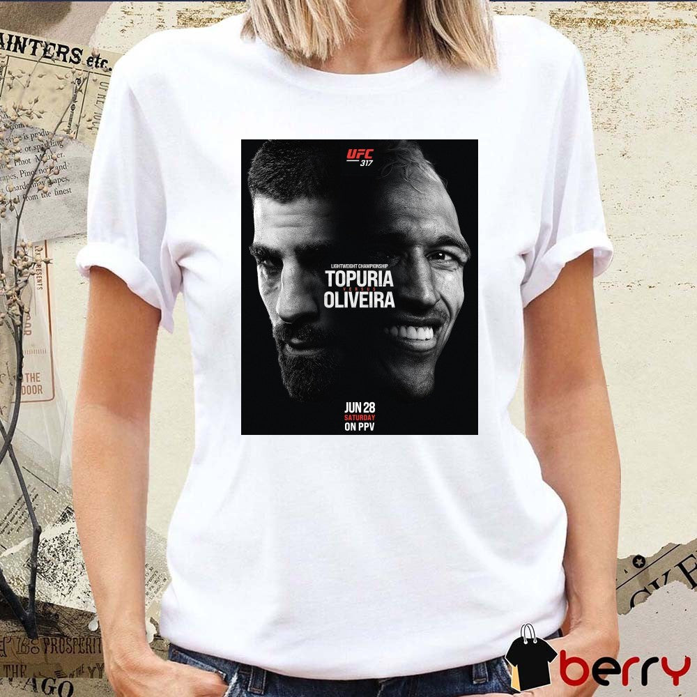UFC 317 Ilia Topuria faces Charles Oliveira For Lightweight Championship June 28 2025 Poster t-shirt