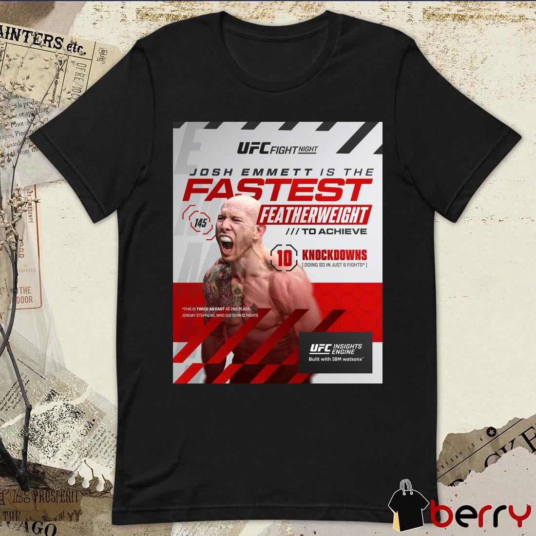 UFC Fight Night Josh Emmett is the fastest featherweight to achieve 10 knockdowns in the UFC 2025 t-shirt