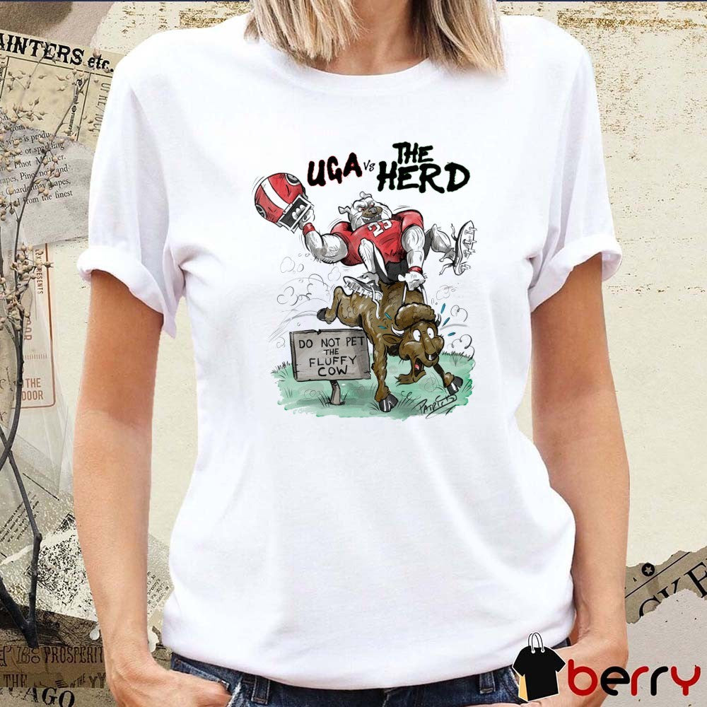 UGA Georgia Bulldog Vs The Herd Do Not Pet The Fluffy Cow Mascot Patrick Carlson t-shirt