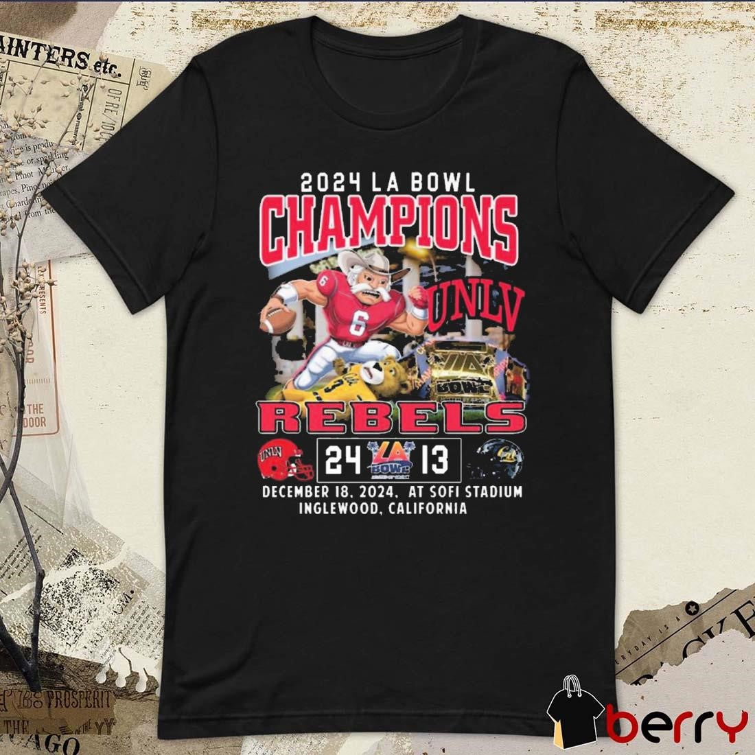 UNLV Rebels Champions Vs California Golden Bears 2024 LA Bowl 24-13 Dec 18 2024 At Sofi Stadium Mascot t-shirt