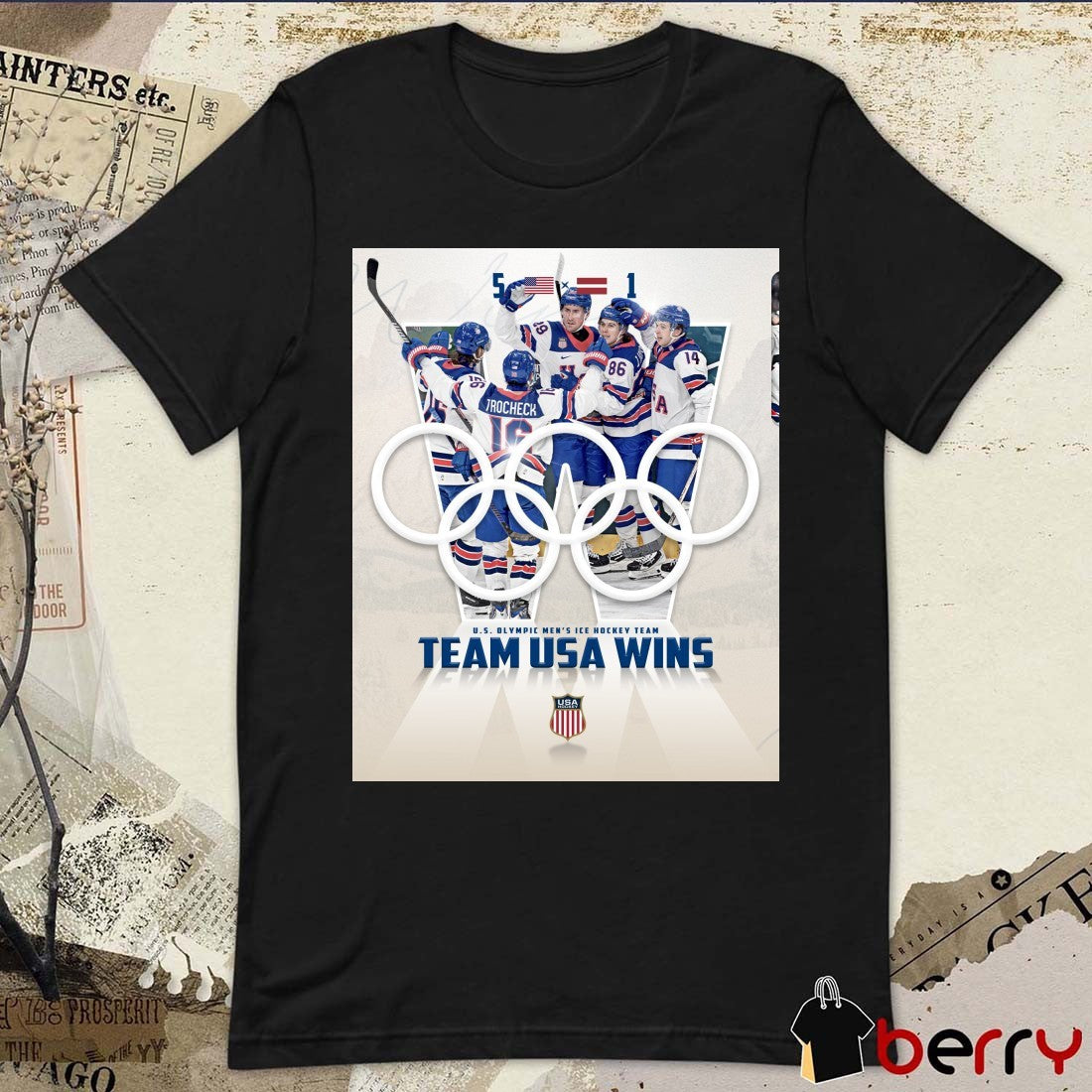 US Olympic Men’s Ice Hockey Team Team USA Wins 2026 Poster t-shirt